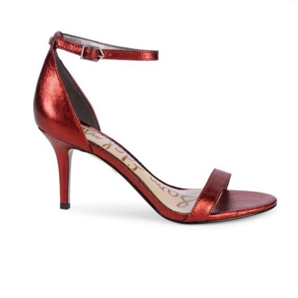 HP 🥳 Sam Edelman “Patti” Auburn Crinkle Leather Sandals 7.5M - Picture 2 of 10